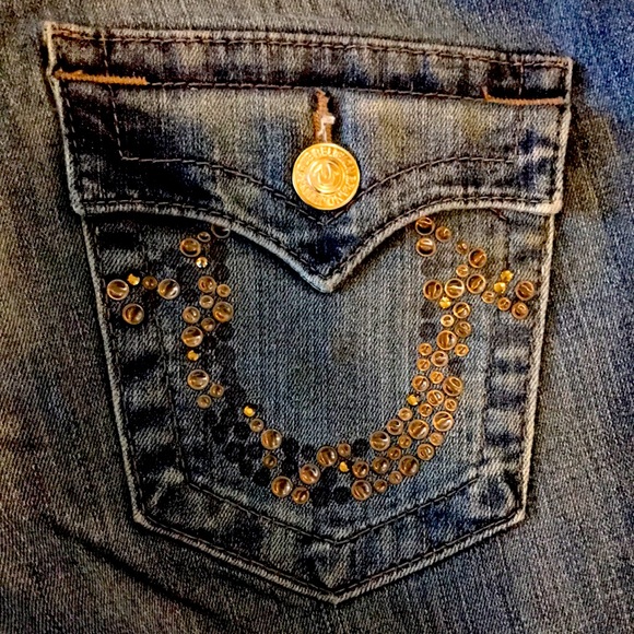 TRUE RELIGION JEANS 31 WOMEN GREAT CONDITION BLUE TRUE RELIGION SYMBOL - Picture 11 of 13